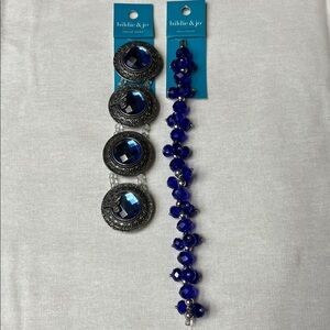 Blue and Silver glass beads and metal slider by hildie & Jo